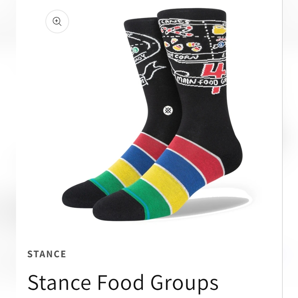 NWT Men's Elf Food Groups Stance Striped Crew Socks